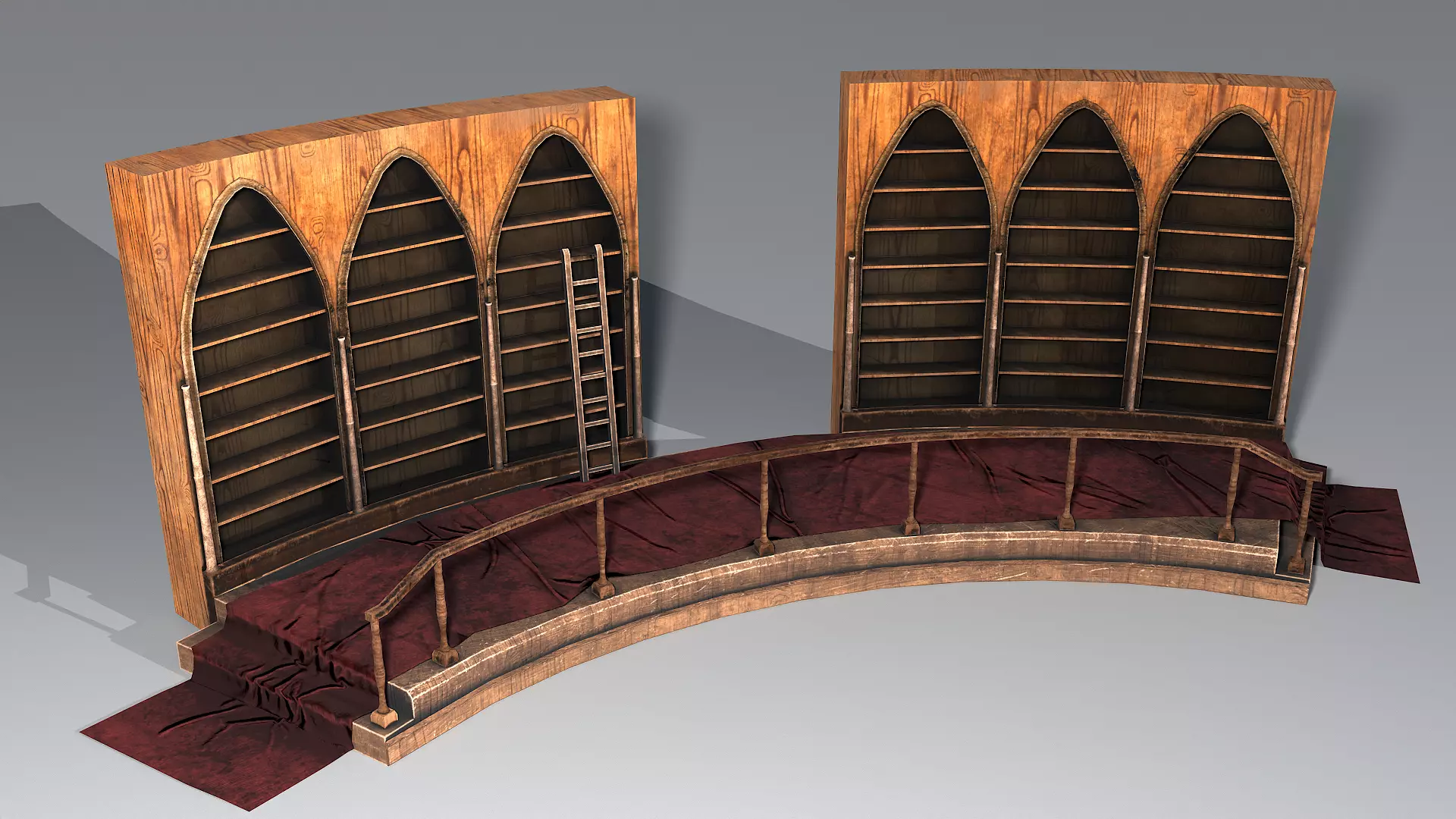 Book Shelf Low-poly 3D model_0