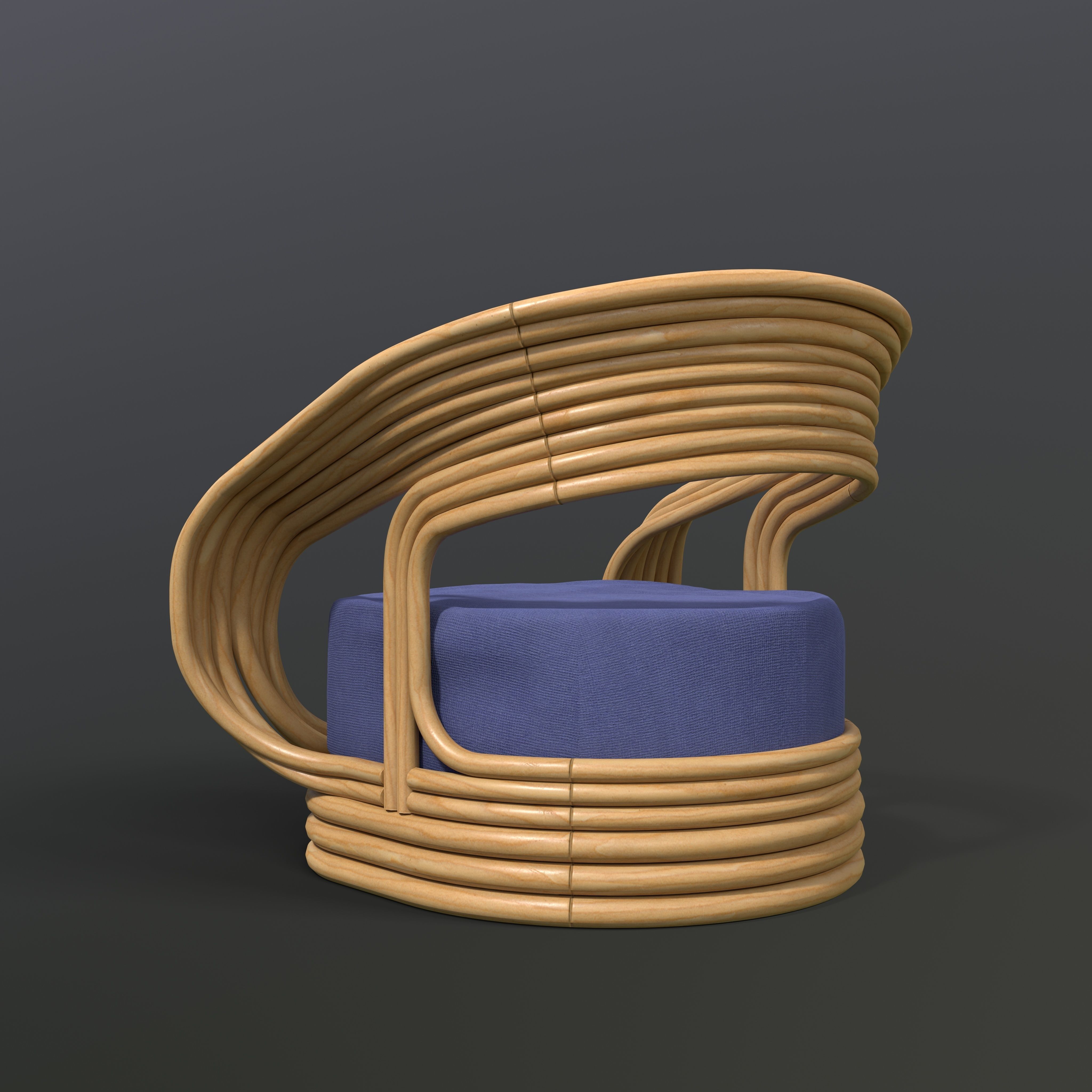 Rattan-Atlas rattan lounge chair 3D model_2