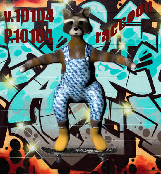 raccoon on a skateboard 3D model_3