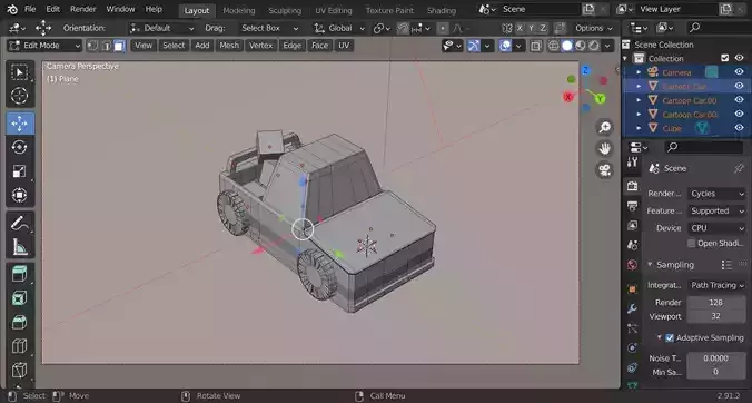 A Blend file for  simple Cartoon Car  model