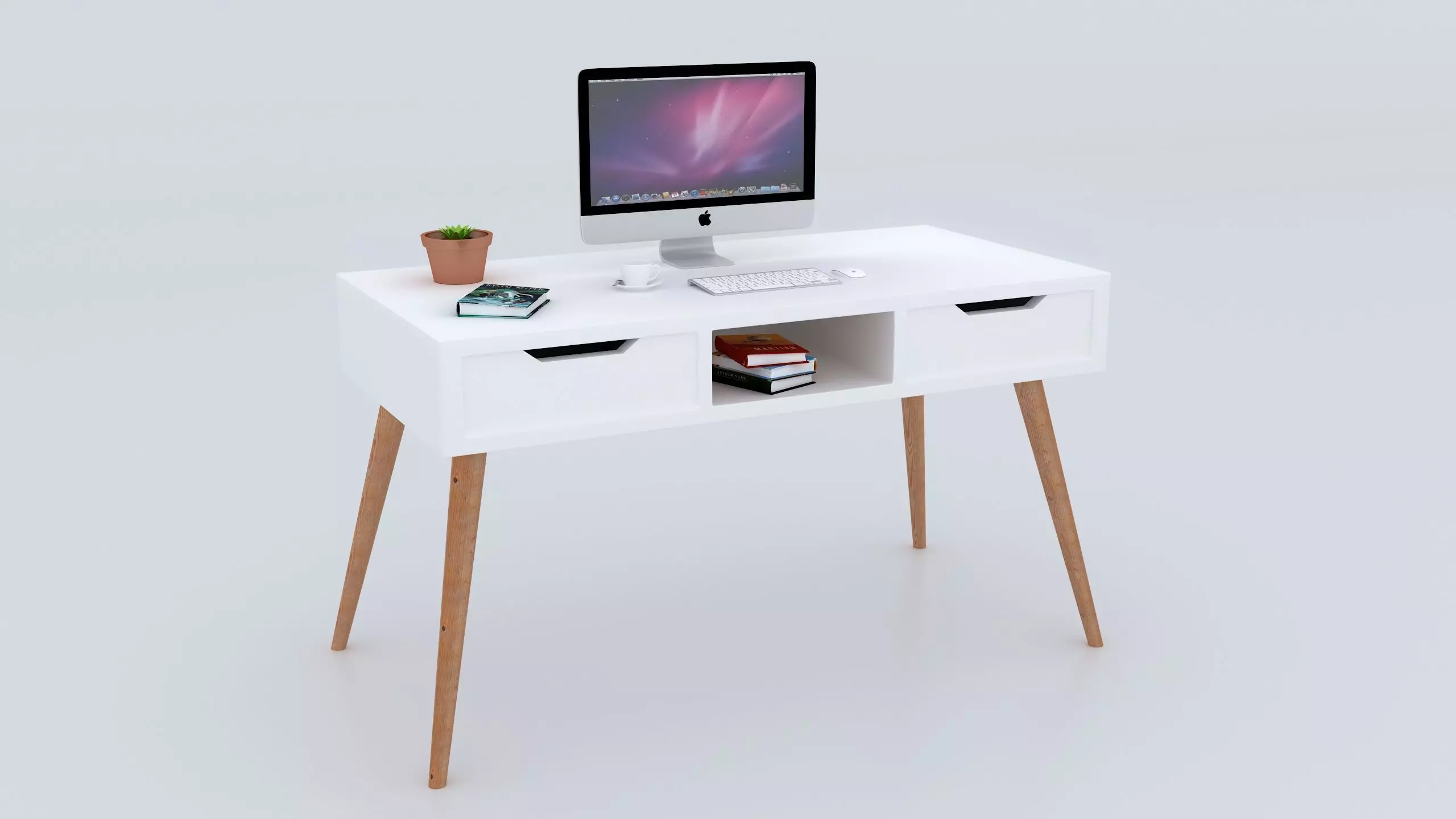 Desk001 computer desk with drawers 3D model_0