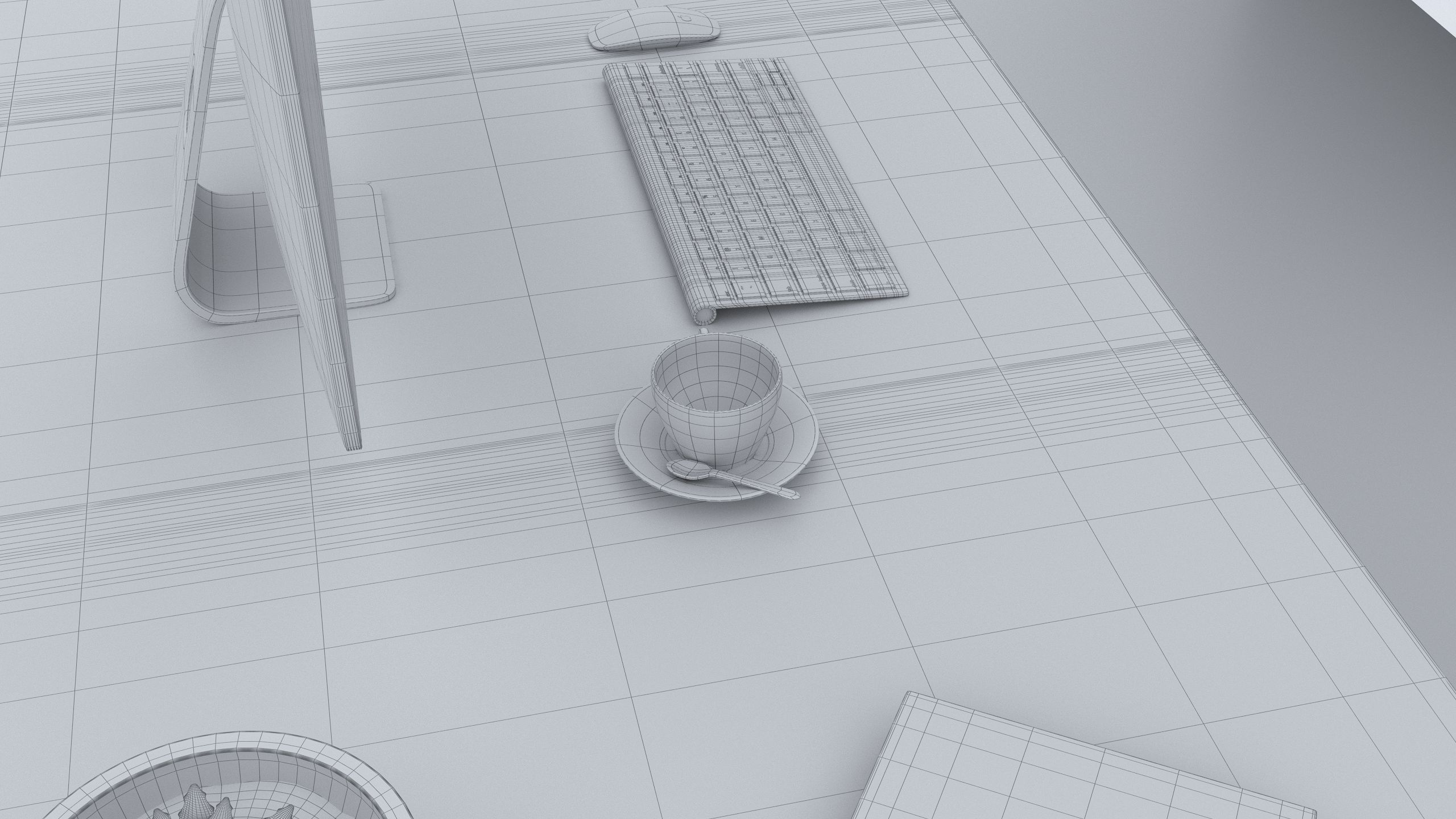 Desk001 computer desk with drawers 3D model_9