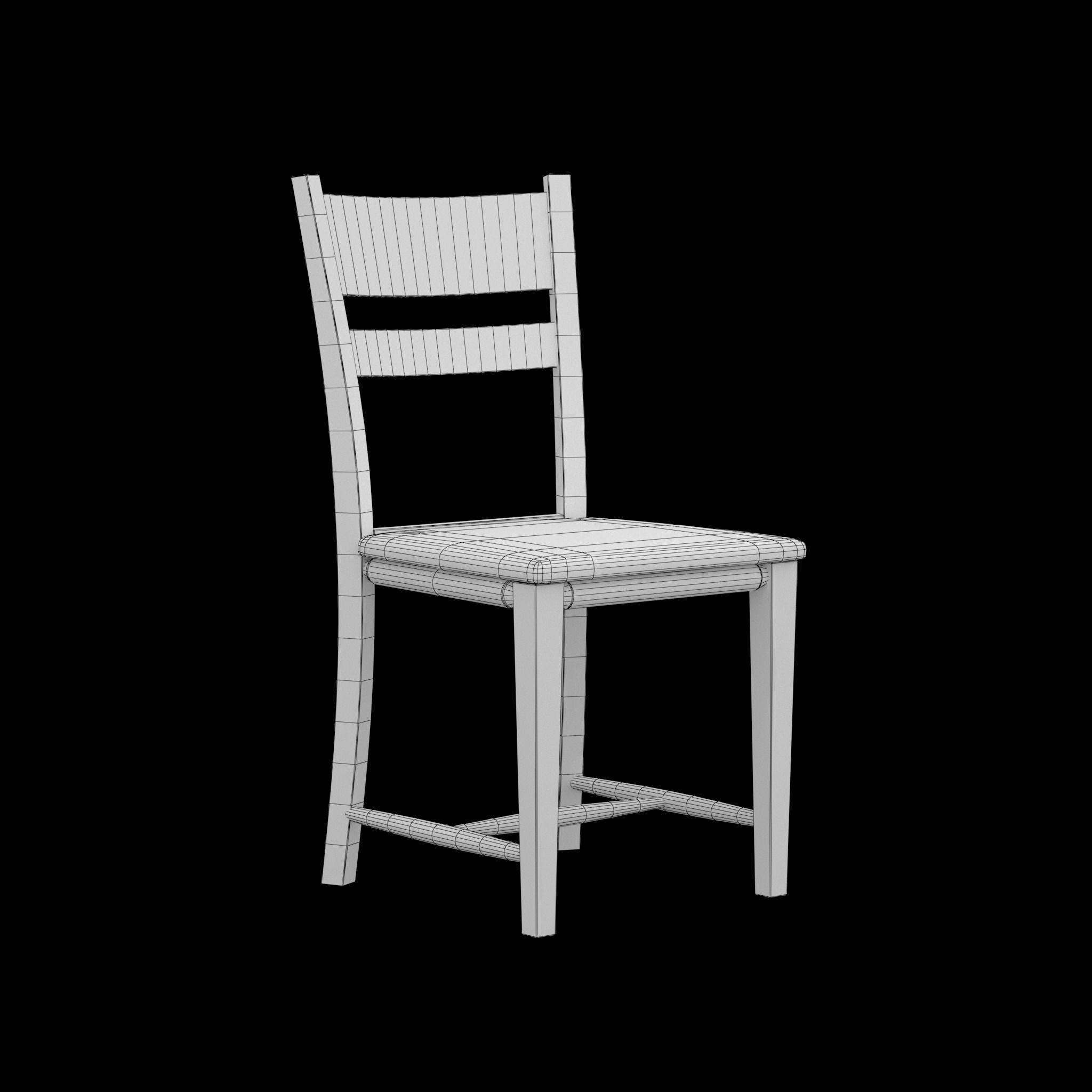 Chair dining Low-poly 3D model_1