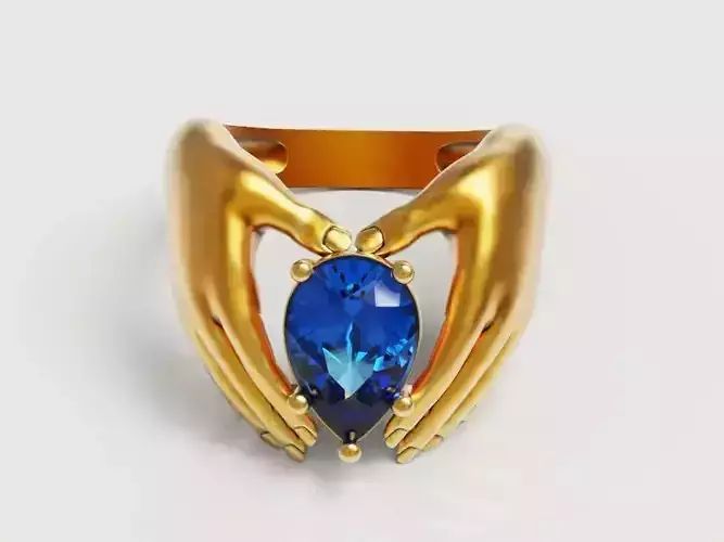 Pear hand ring Silver Gold  Print