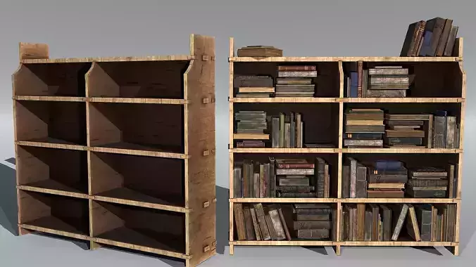 Small Book Shelf Low-poly 3D model