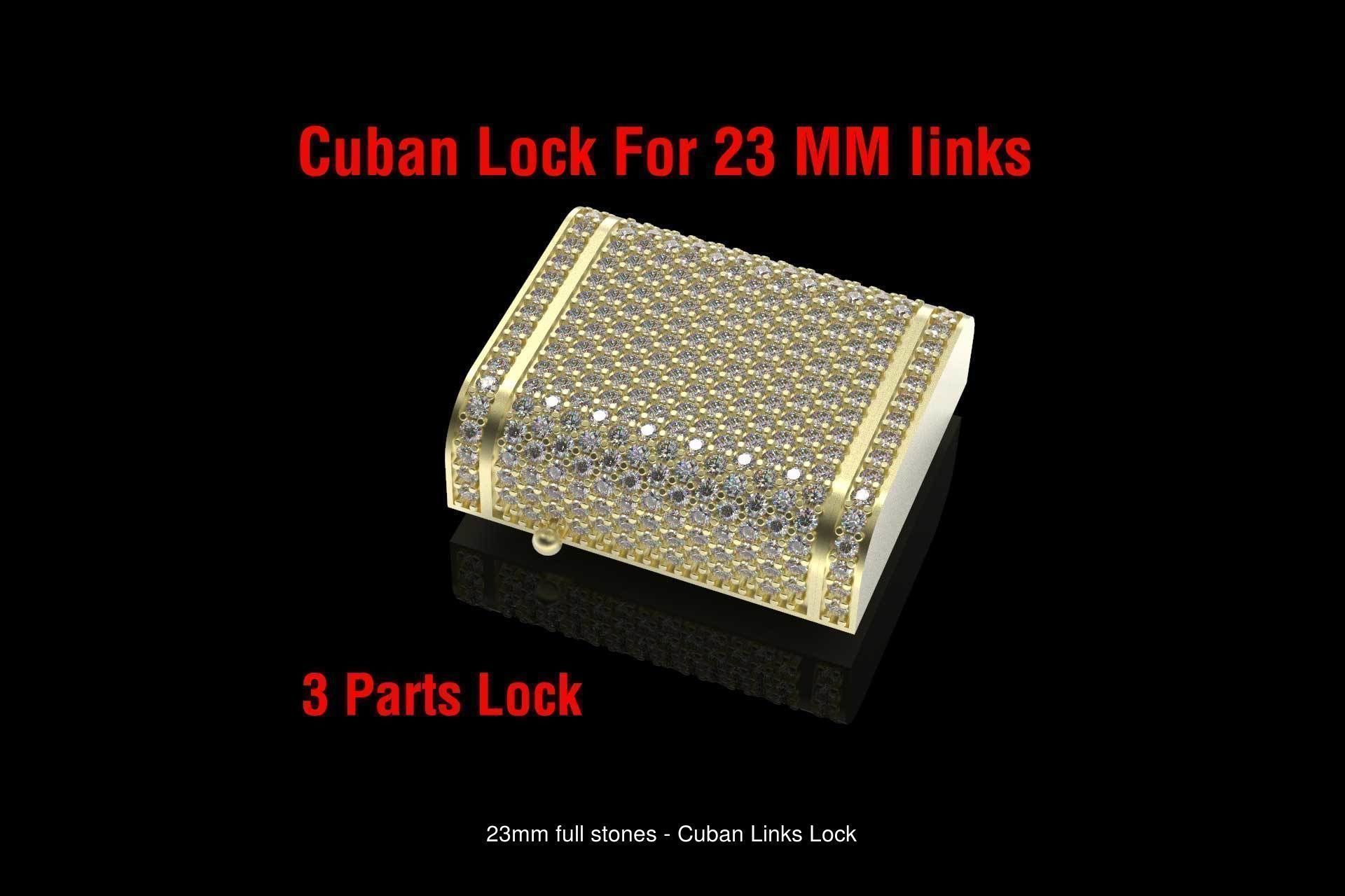 Diamonds Cuban Links Locks Pack 3D Model Collection_4