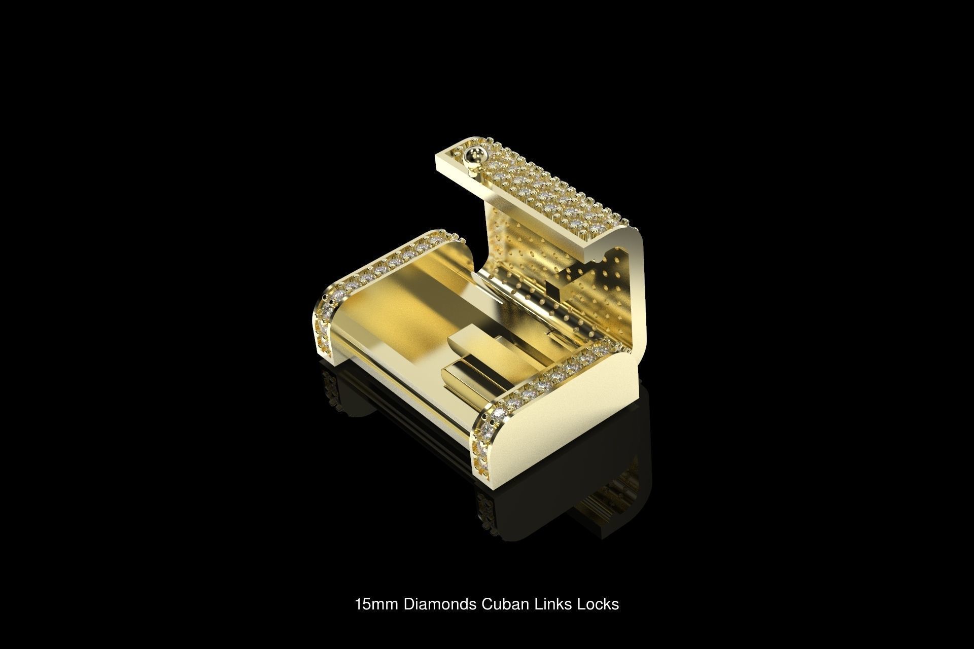 Diamonds Cuban Links Locks Pack 3D Model Collection_1