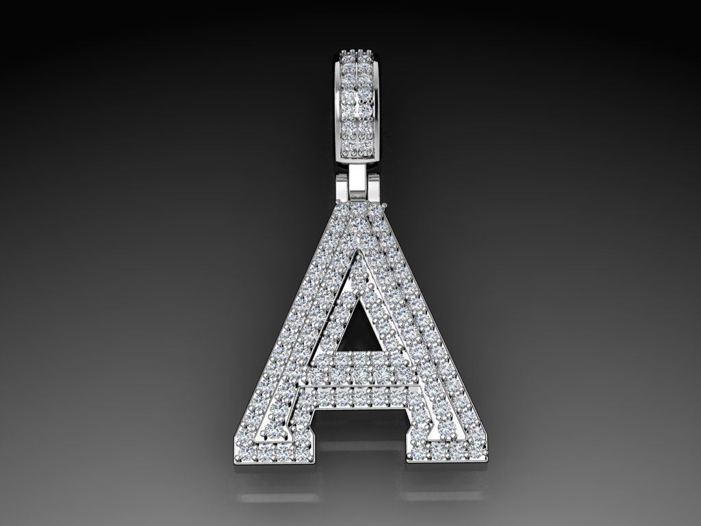 Diamond Alphabet Pendant Letter A 3D print model_8