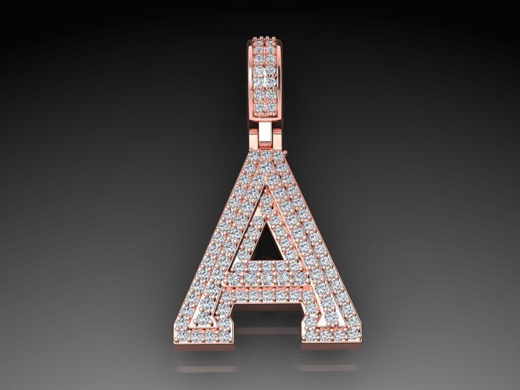 Diamond Alphabet Pendant Letter A 3D print model_12