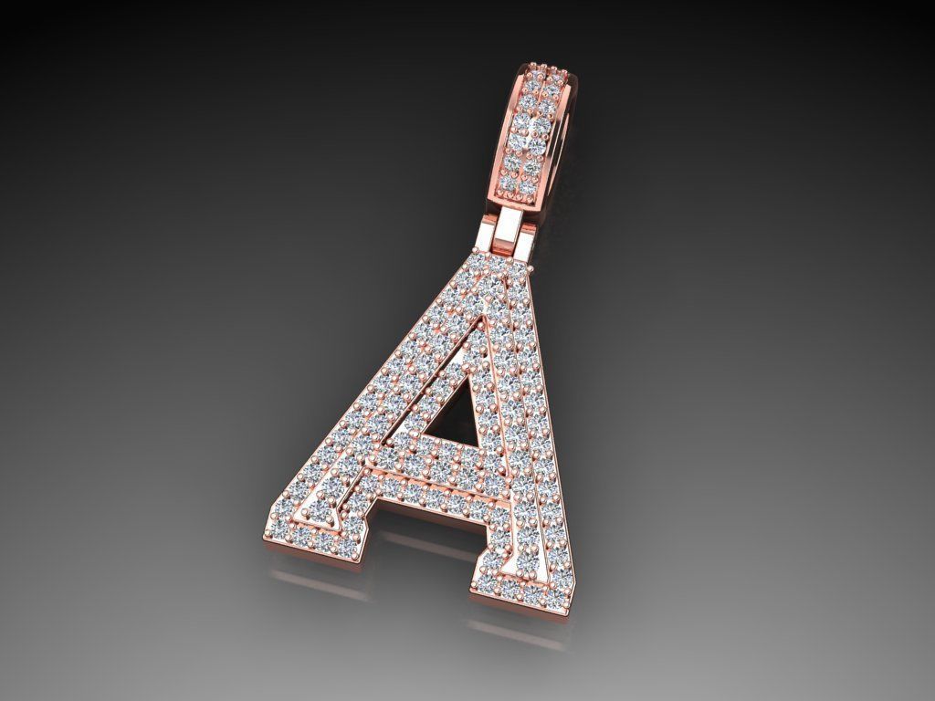 Diamond Alphabet Pendant Letter A 3D print model_7