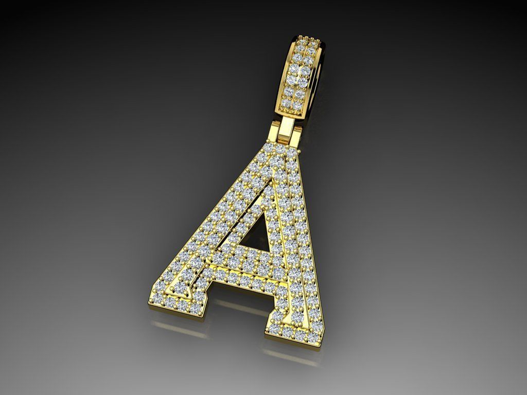 Diamond Alphabet Pendant Letter A 3D print model_15