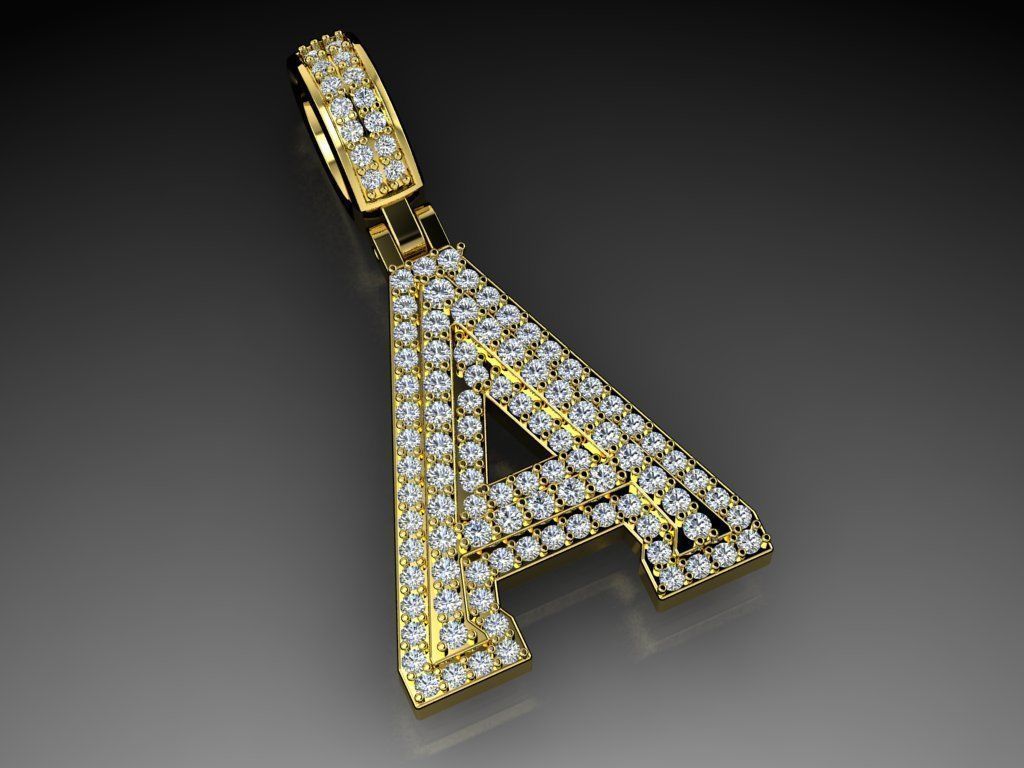 Diamond Alphabet Pendant Letter A 3D print model_1