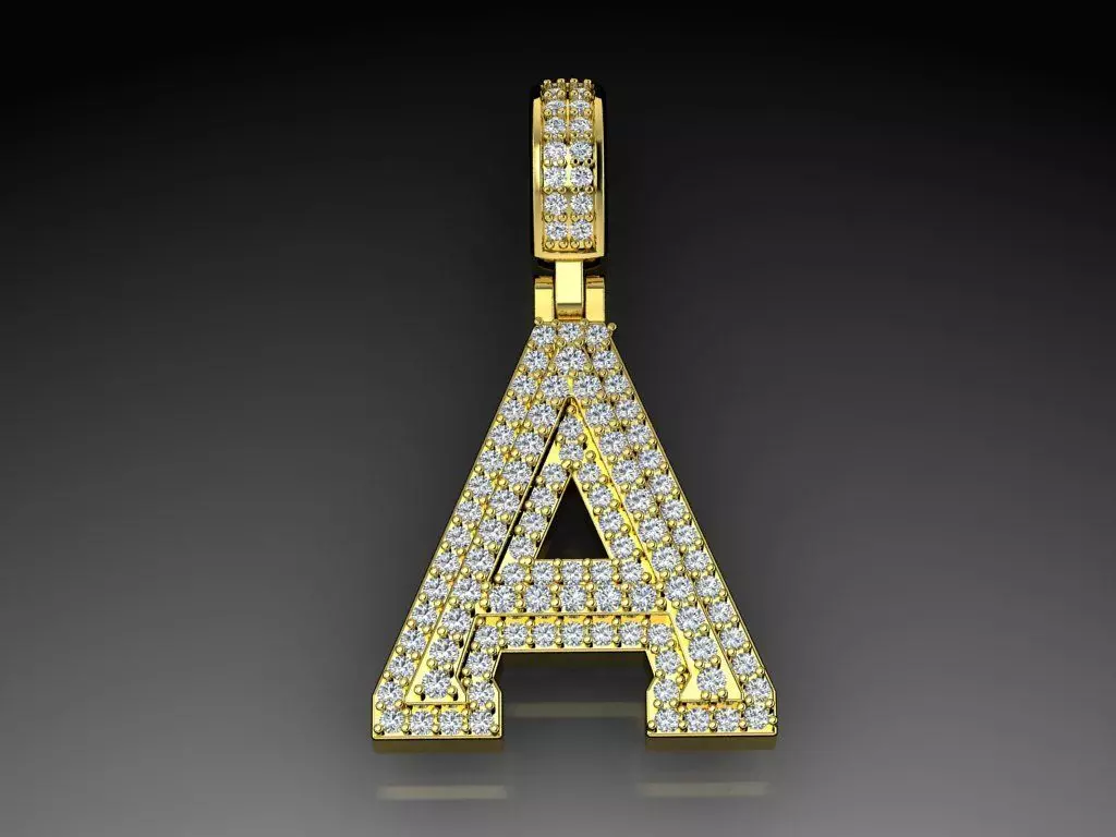Diamond Alphabet Pendant Letter A 3D print model_0