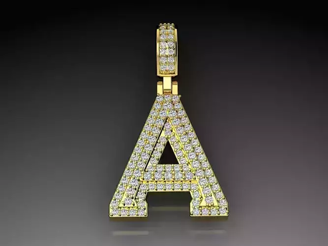 Diamond Alphabet Pendant Letter A 3D print model
