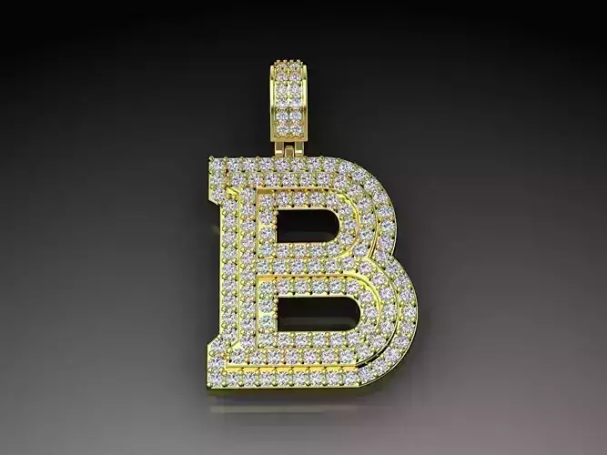 Diamond Alphabet Pendant Letter B 3D print model