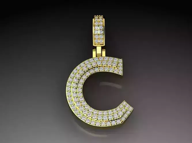 Diamond Alphabet Pendant Letter C 3D print model