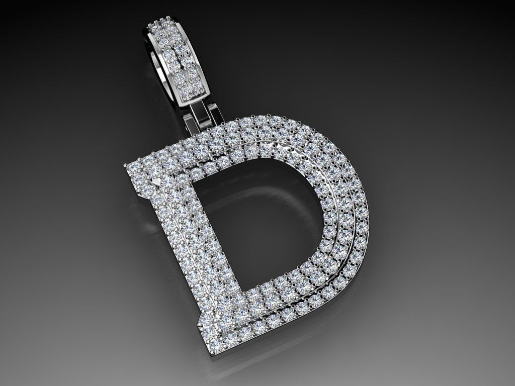 Diamond Alphabet Pendant Letter D 3D print model_11