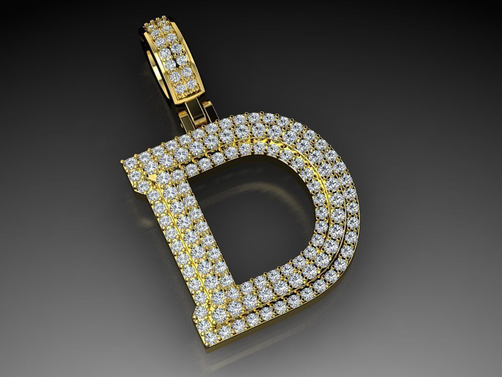 Diamond Alphabet Pendant Letter D 3D print model_17