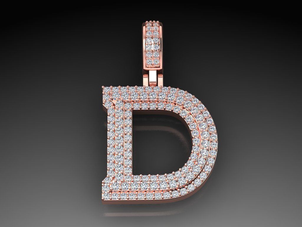 Diamond Alphabet Pendant Letter D 3D print model_10