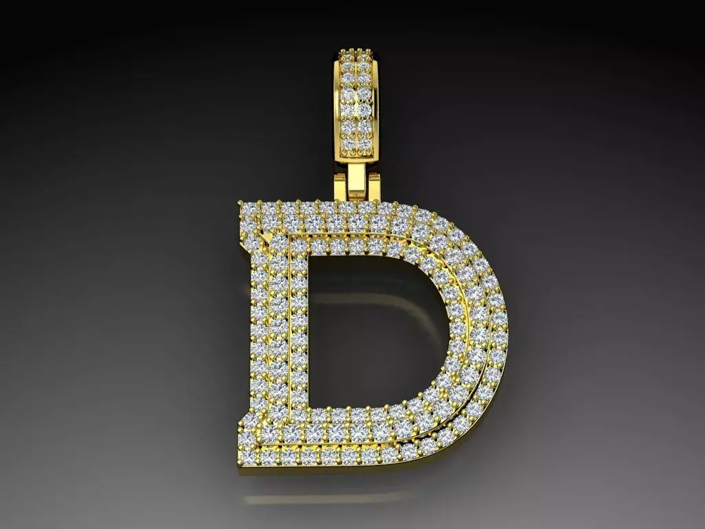 Diamond Alphabet Pendant Letter D 3D print model_0