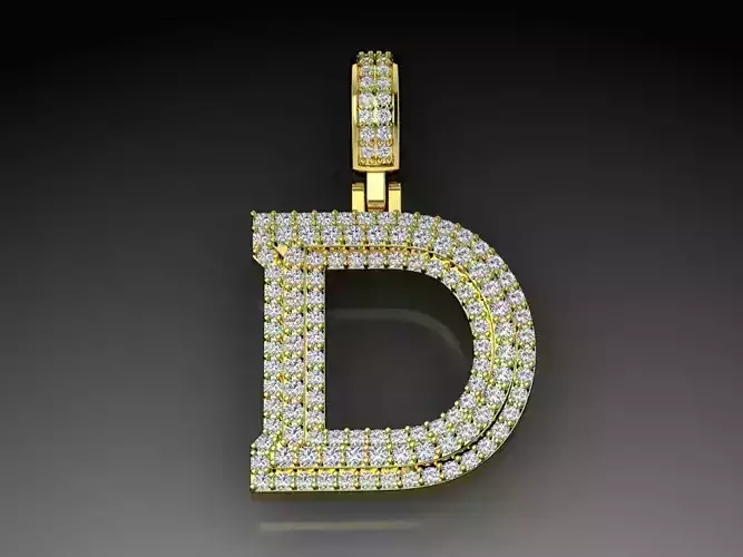 Diamond Alphabet Pendant Letter D 3D print model