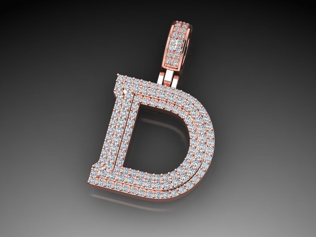 Diamond Alphabet Pendant Letter D 3D print model_18