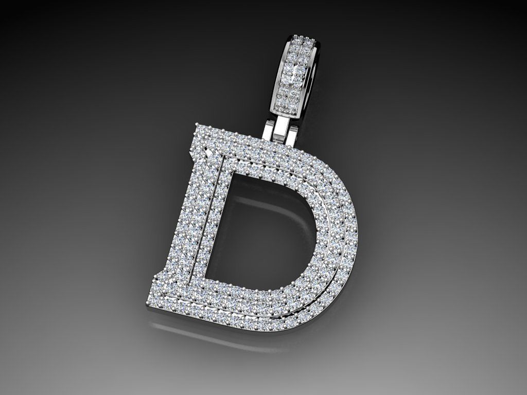 Diamond Alphabet Pendant Letter D 3D print model_16