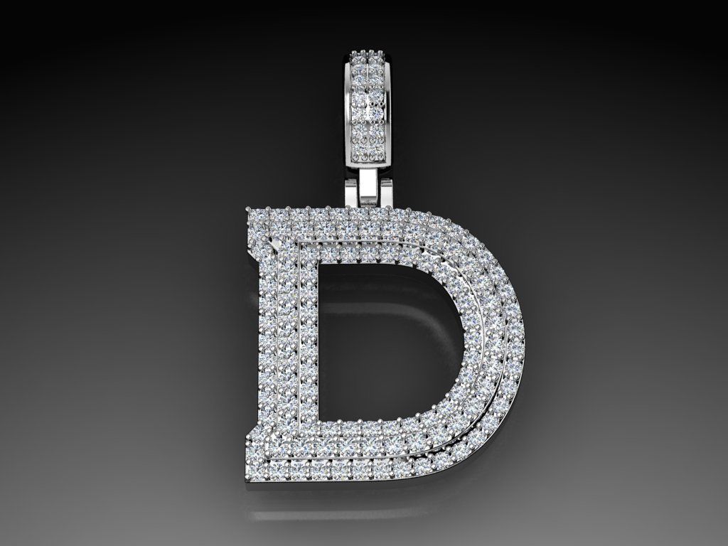 Diamond Alphabet Pendant Letter D 3D print model_5