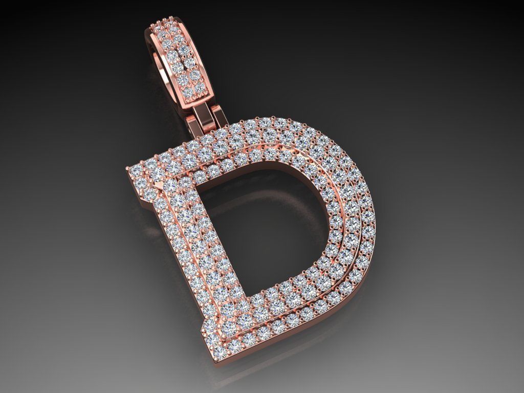 Diamond Alphabet Pendant Letter D 3D print model_14