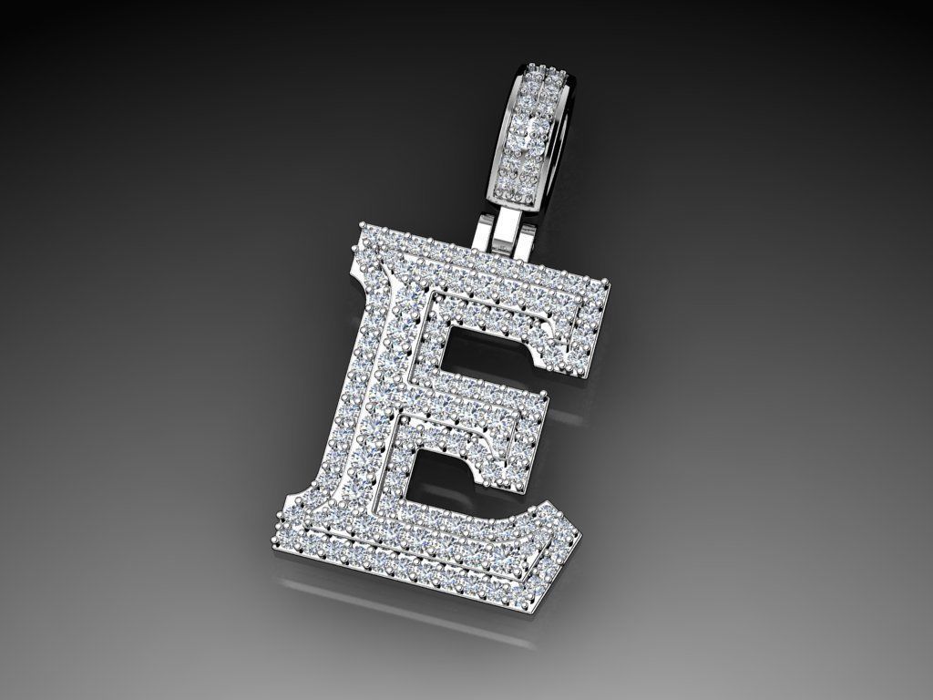 Diamond Alphabet Pendant Letter E 3D print model_15