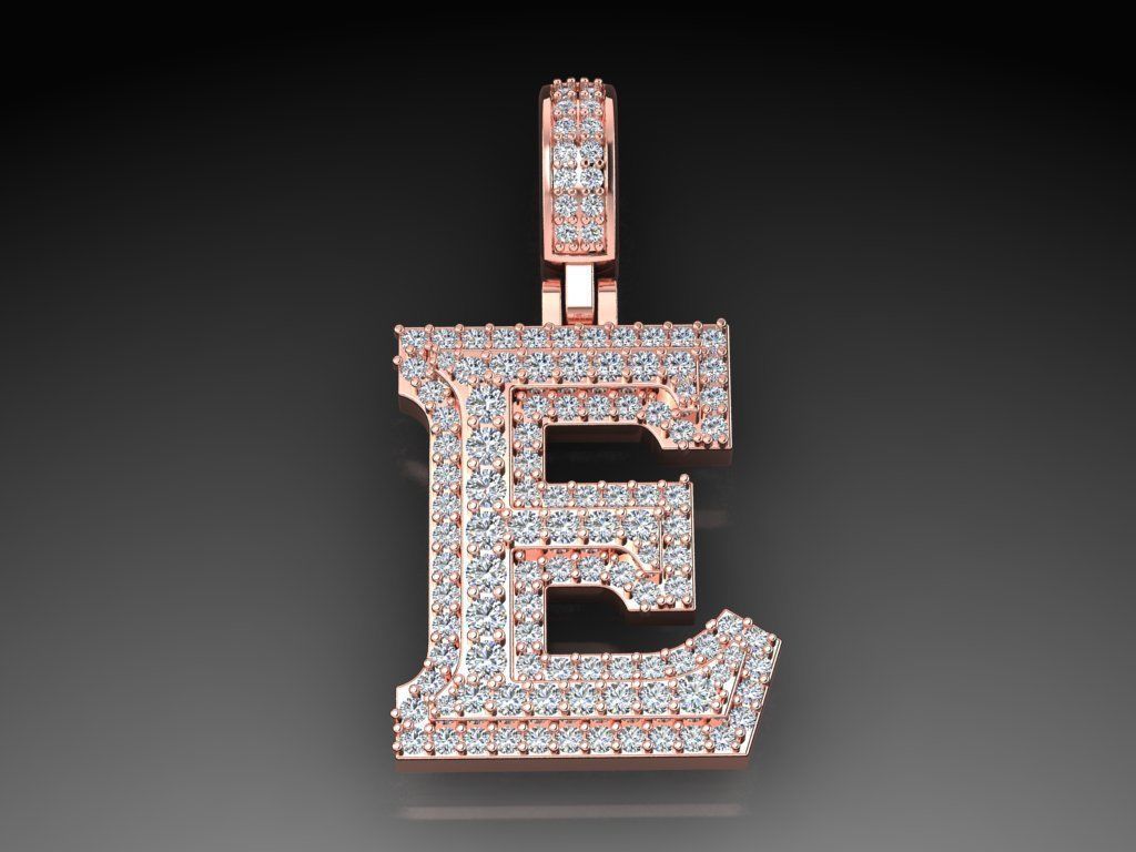 Diamond Alphabet Pendant Letter E 3D print model_7