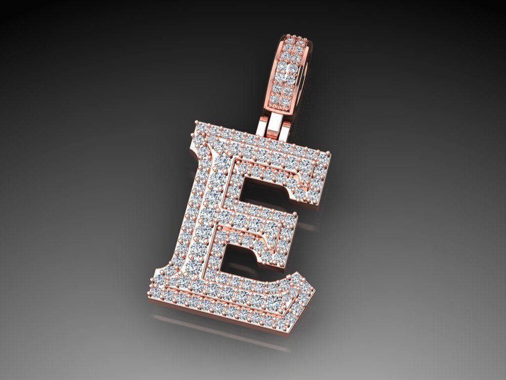 Diamond Alphabet Pendant Letter E 3D print model_11