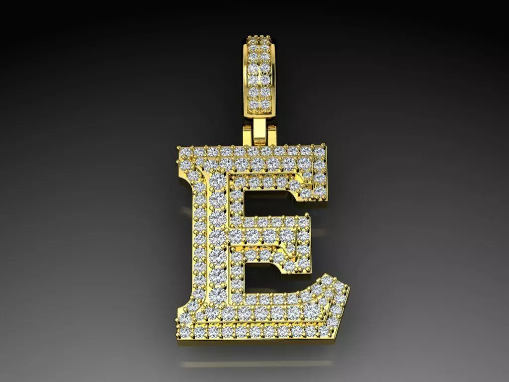 Diamond Alphabet Pendant Letter E 3D print model_0