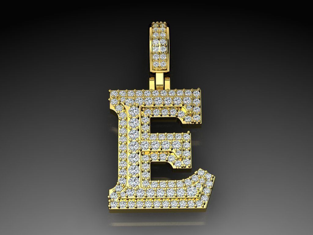 Diamond Alphabet Pendant Letter E 3D print model_17