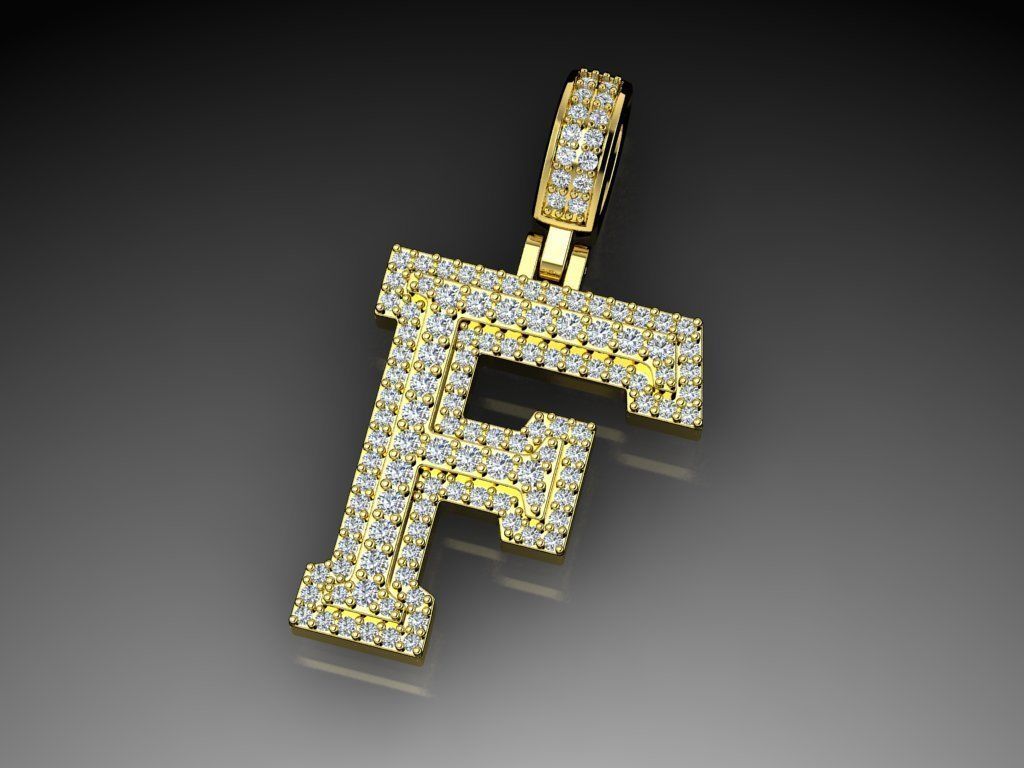 Diamond Alphabet Pendant Letter F 3D print model_28