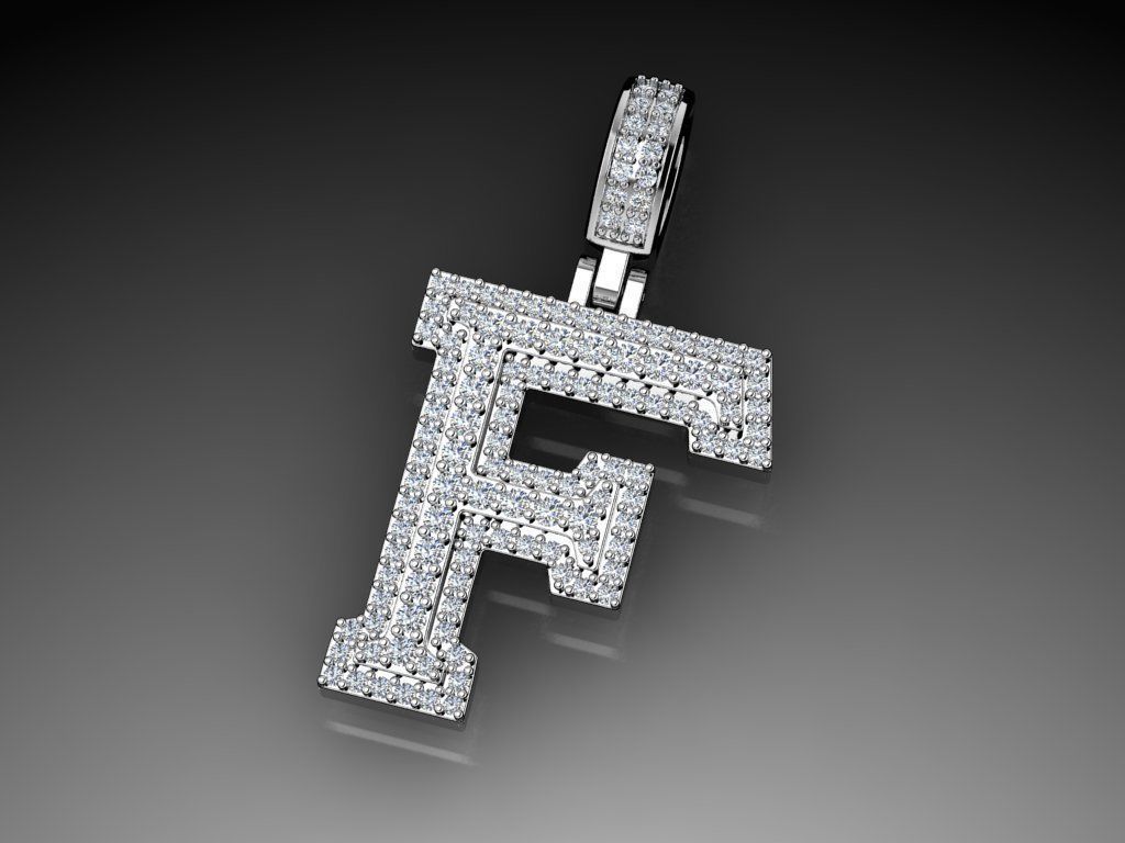 Diamond Alphabet Pendant Letter F 3D print model_25