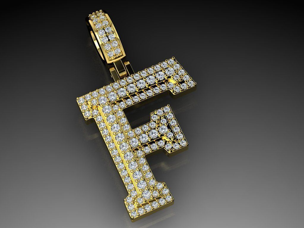 Diamond Alphabet Pendant Letter F 3D print model_26