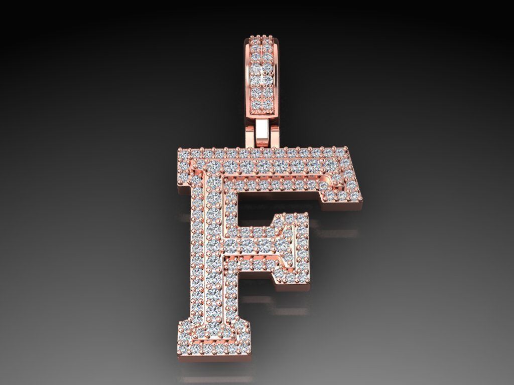 Diamond Alphabet Pendant Letter F 3D print model_6