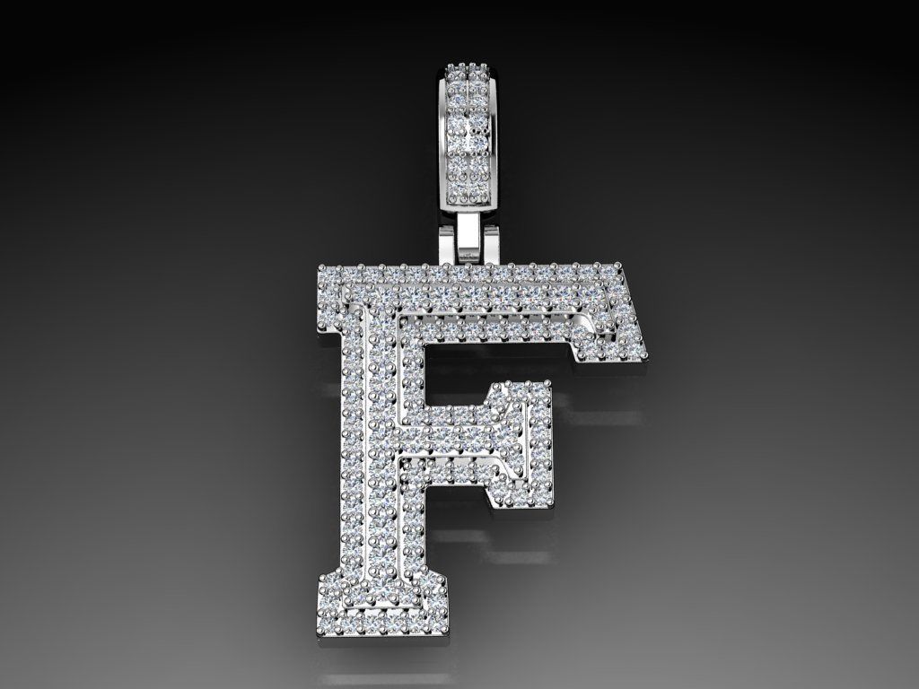 Diamond Alphabet Pendant Letter F 3D print model_20
