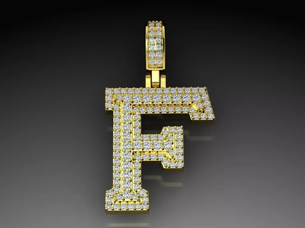 Diamond Alphabet Pendant Letter F 3D print model_0
