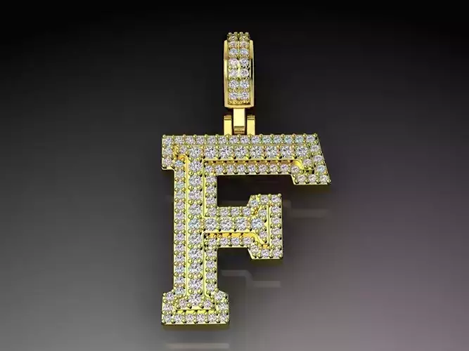 Diamond Alphabet Pendant Letter F 3D print model