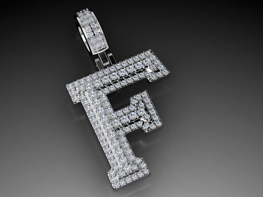 Diamond Alphabet Pendant Letter F 3D print model_19