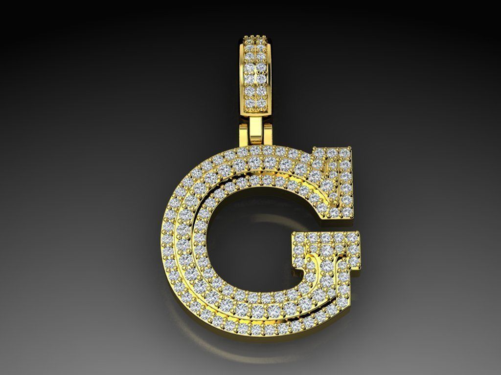 Diamond Alphabet Pendant Letter G 3D print model_13