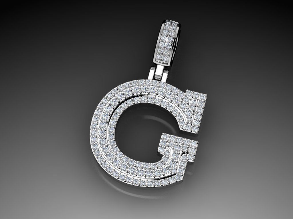 Diamond Alphabet Pendant Letter G 3D print model_7