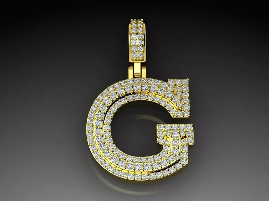 Diamond Alphabet Pendant Letter G 3D print model_0