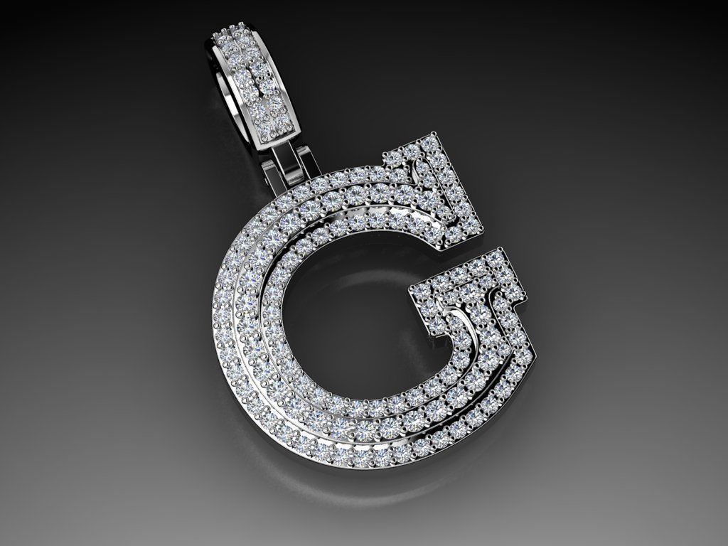 Diamond Alphabet Pendant Letter G 3D print model_17