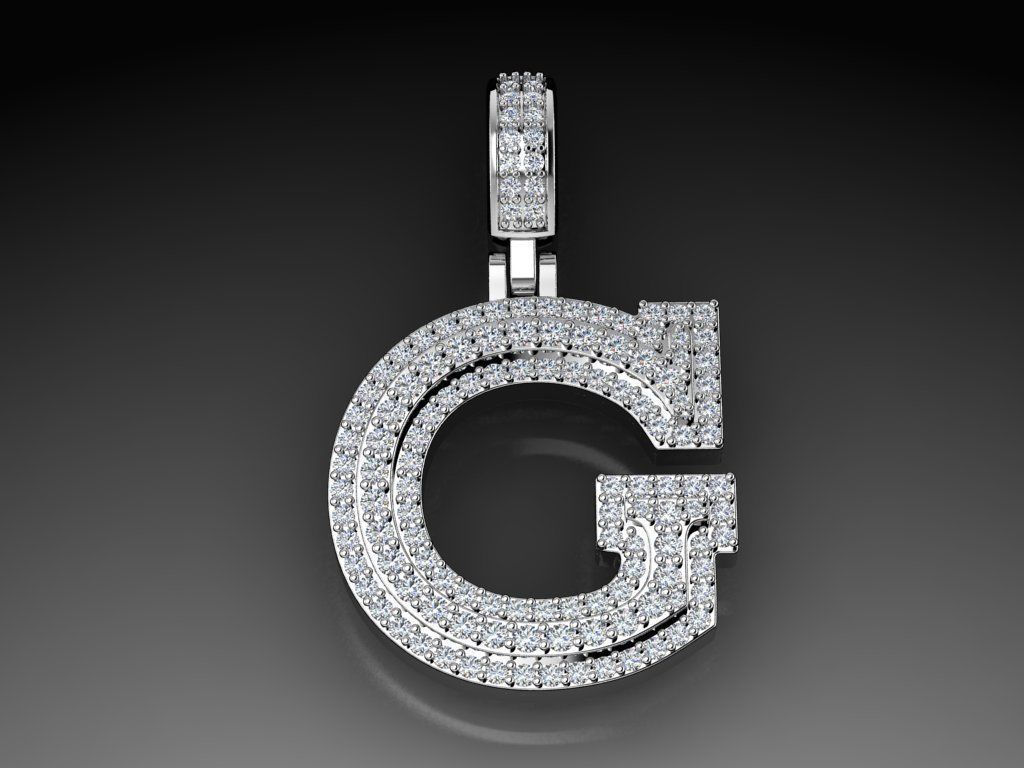 Diamond Alphabet Pendant Letter G 3D print model_12