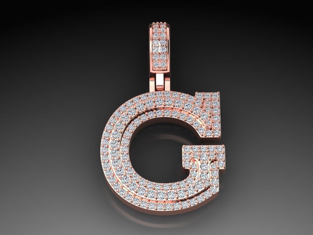 Diamond Alphabet Pendant Letter G 3D print model_4