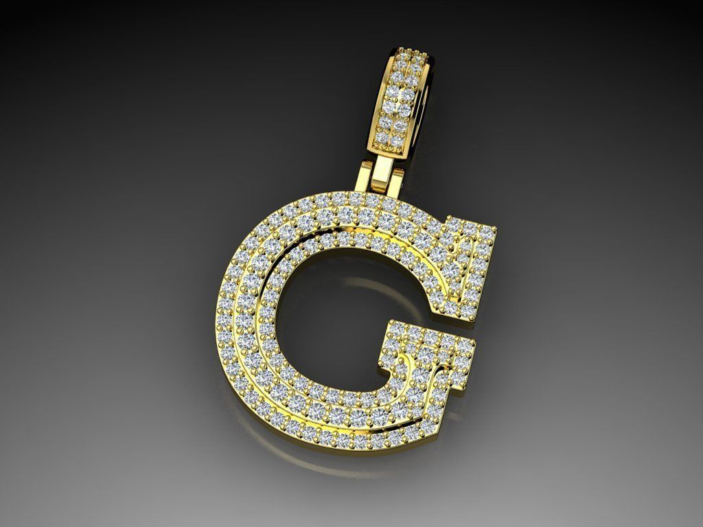 Diamond Alphabet Pendant Letter G 3D print model_14