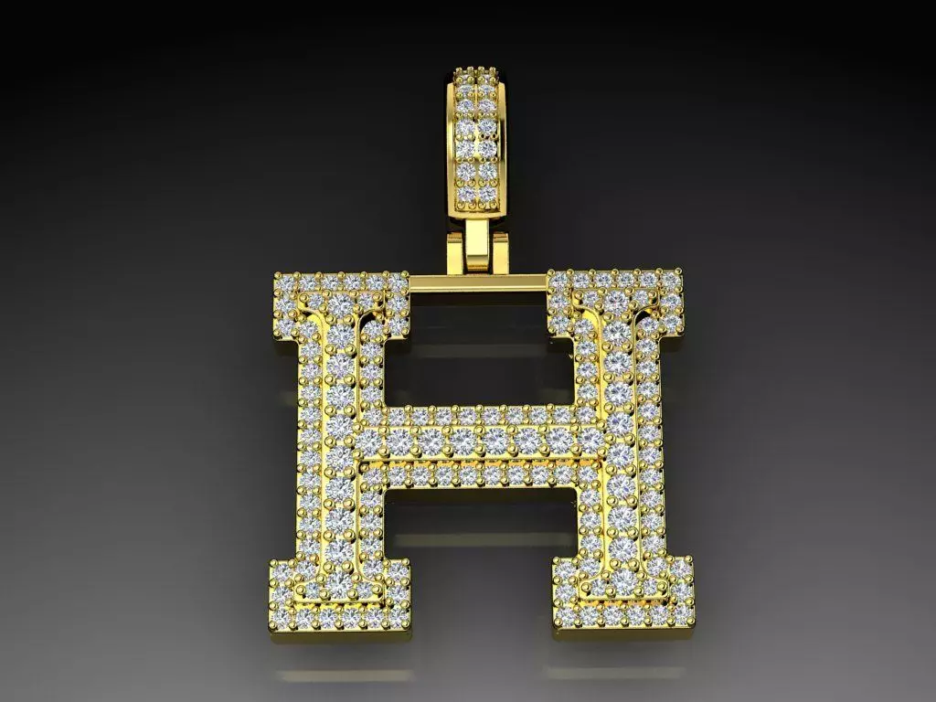 Diamond Alphabet Pendant Letter H 3D print model_0
